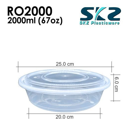 SKZ CLEAR CONTAINER ROUND SERIES R02000 2000ml ENVIRONMENTAL FRIENDLY FOOD STORAGE MICROWAVABLE