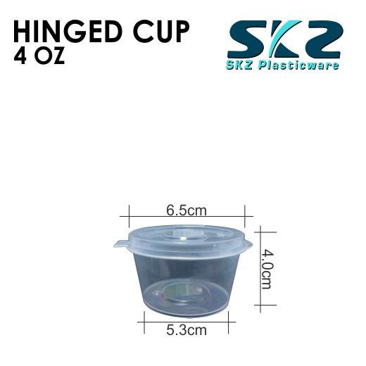 SKZ CLEAR HINGED CUP CONTAINER SERIES (1oz, 2oz,3oz,4oz,5oz) ENVIRONMENTAL FRIENDLY SAUCER CUP