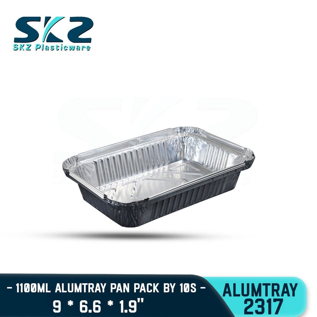 SKZ aluminum FOIL TRAY 1100ML [2317] RECTANGULAR ALUMTRAY WITH LID 50PCS/PACK (B1T1)