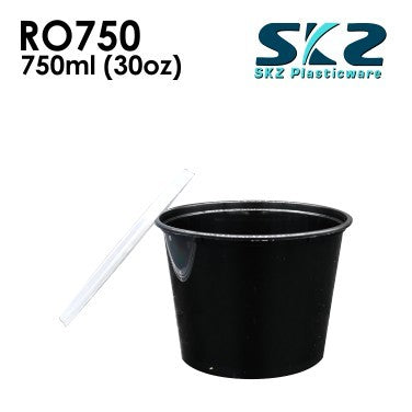 SKZ BLACK CONTAINER ROUND SERIES R0750 750ml ENVIRONMENTAL FRIENDLY FOOD STORAGE MICROWAVABLE