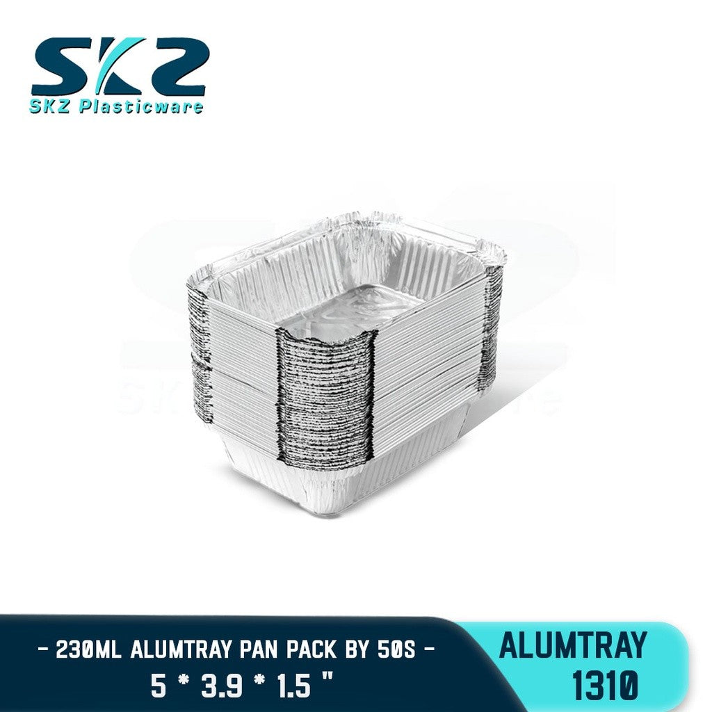 SKZ ALUMINUM FOIL TRAY 230ML [1310] RECTANGULAR ALUMTRAY WITH LID 10PCS/PACK (B1T1)