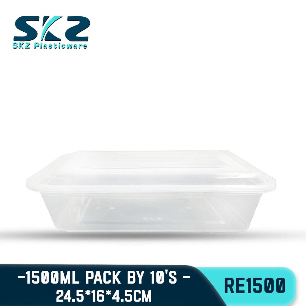SKZ CLEAR CONTAINER RECTANGULAR SERIES RE1500 ENVIRONMENTAL FRIENDLY FOOD STORAGE MICROWAVABLE