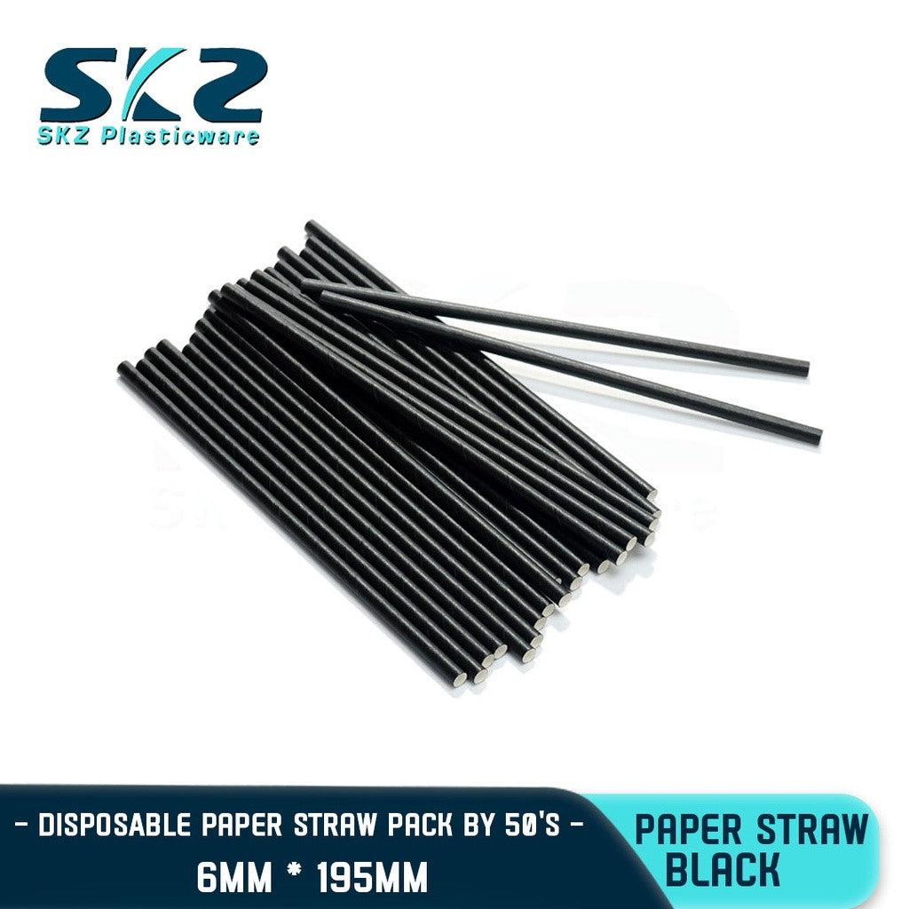 SKZ ECO-FRIENDLY DISPOSABLE PAPER STRAW BLACK 25PCS/PACK