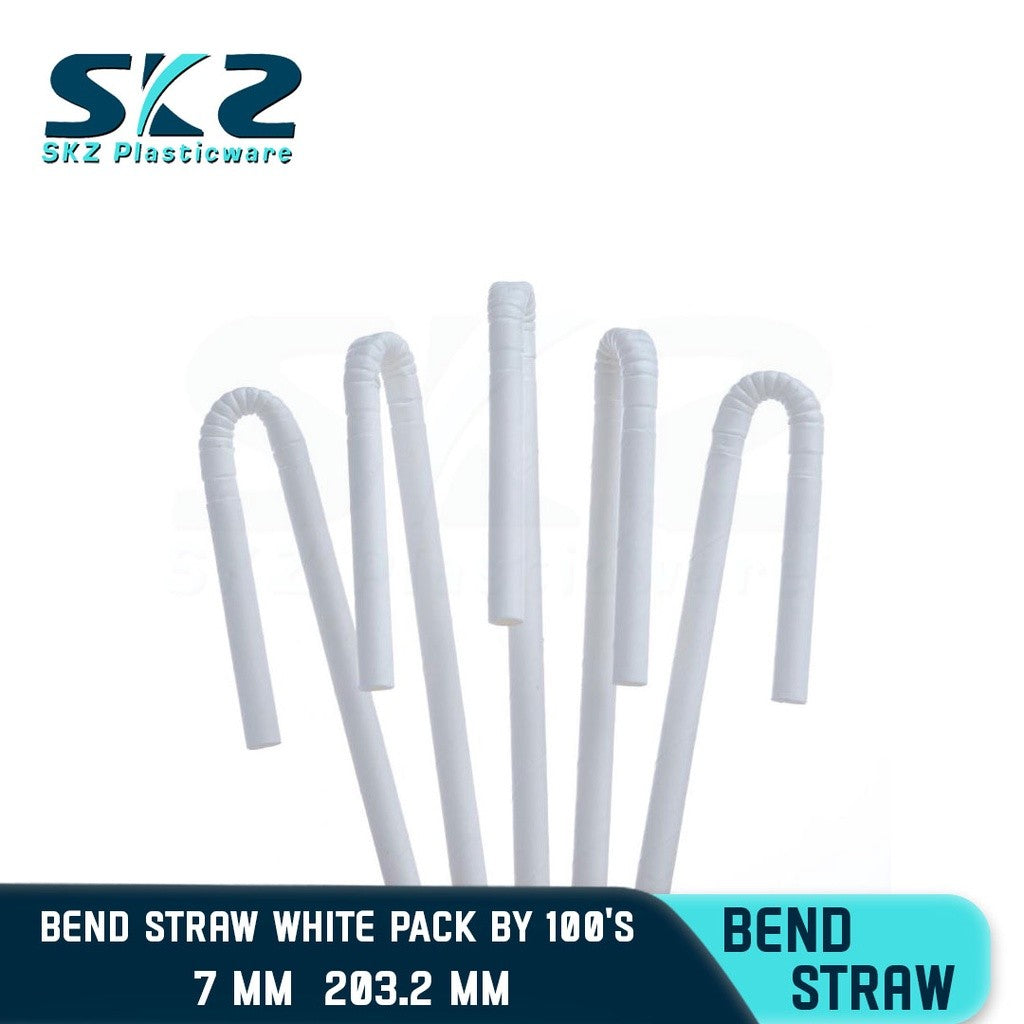SKZ INDIVIDUALLY WRAPPED BENDING STRAWS WHITE PACK BY 100'S (DISPOSABLE STRAW)