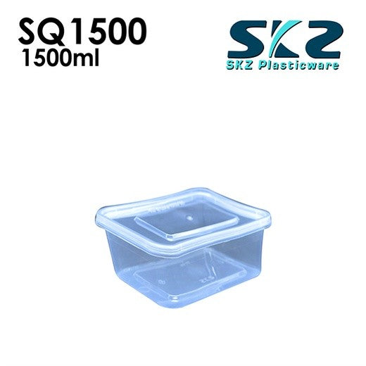 SKZ CLEAR SQUARE CONTAINER SERIES SQ1500 ENVIRONMENTAL FRIENDLY FOOD STORAGE MICROWAVABLE