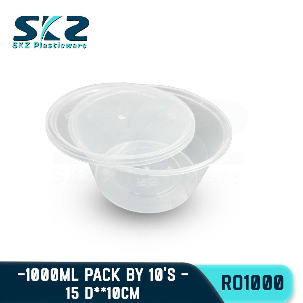 SKZ BLACK CONTAINER ROUND SERIES R01000 1000ml ENVIRONMENTAL FRIENDLY FOOD STORAGE MICROWAVABLE