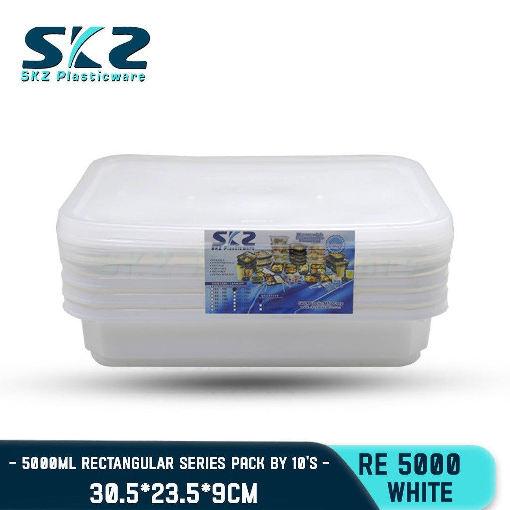 SKZ WHITE PARTY TRAY RECTANGULAR SERIES RE5000 ENVIRONMENTAL FRIENDLY FOOD STORAGE MICROWAVABLE