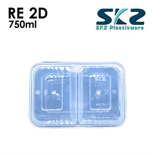 SKZ CLEAR CONTAINER 2 DIVISION SERIES RE750 2D ENVIRONMENTAL FRIENDLY FOOD STORAGE MICROWAVABLE