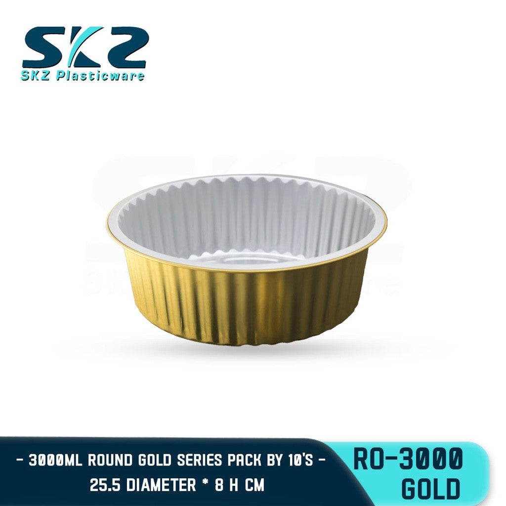 SKZ W/Lid BAKING PAN [R0-3000] GOLD ROUND DISPOSABLE ENVIRONMENTAL FRIENDLY FOOD STORAGE