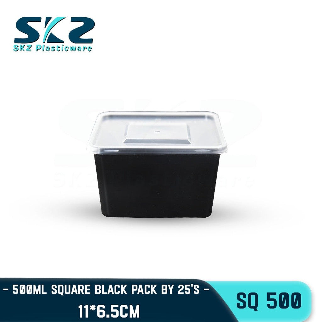 SKZ BLACK SQUARE SERIES CONTAINER SQ500 500ml ENVIRONMENTAL FRIENDLY FOOD STORAGE MICROWAVABLE