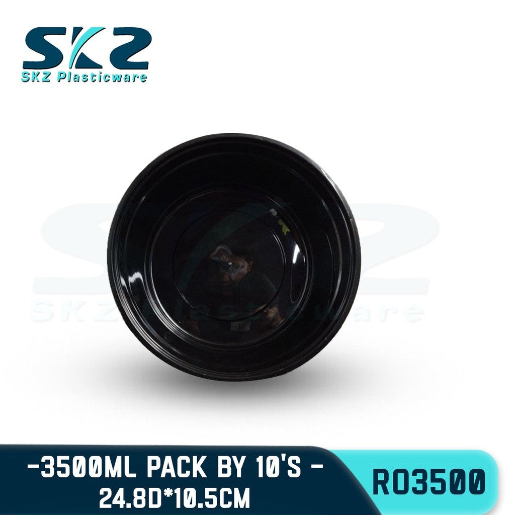 SKZ BLACK CONTAINER ROUND SERIES R03500 3500ml ENVIRONMENTAL FRIENDLY FOOD STORAGE MICROWAVABLE