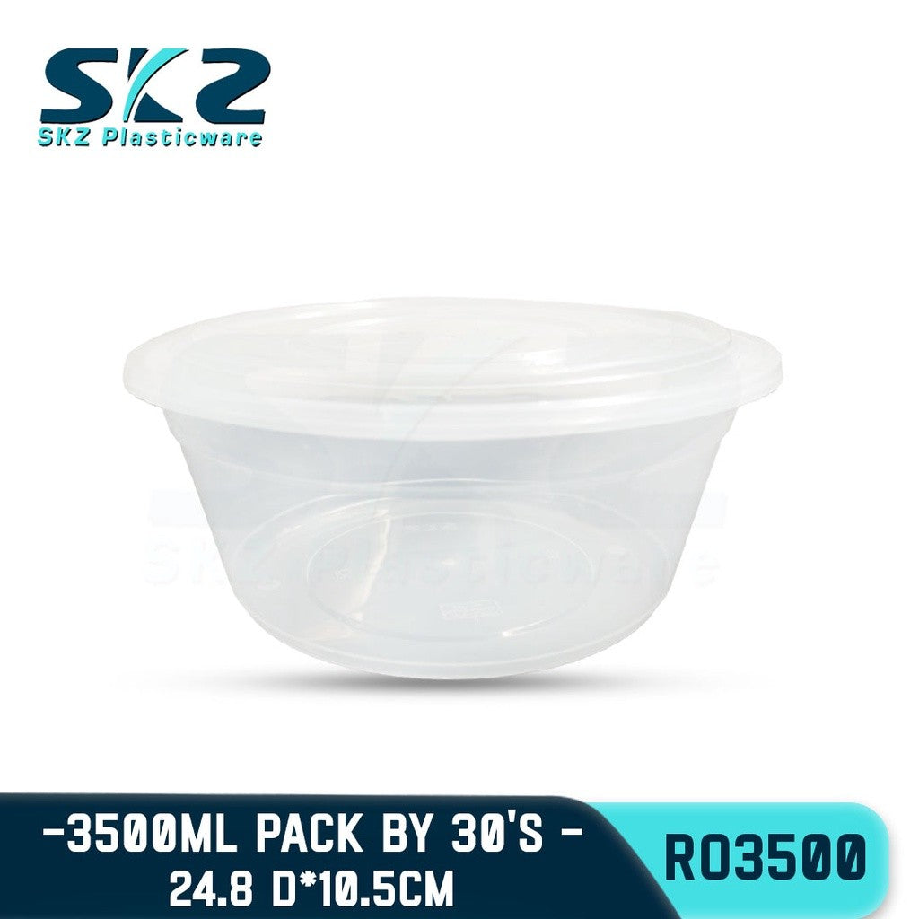 SKZ 1BOX BLACK AND CLEAR ROUND SERIES [RO 3500] ENVIRONMENTAL FRIENDLY FOOD STORAGE MICROWAVABLE