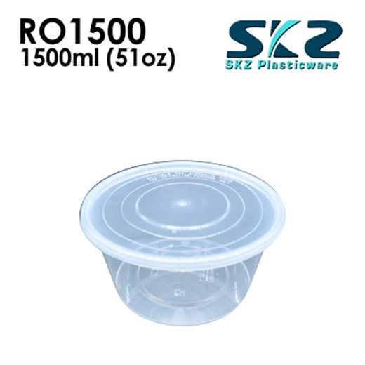 SKZ CLEAR CONTAINER ROUND SERIES RO1500 1500ml ENVIRONMENTAL FRIENDLY FOOD STORAGE MICROWAVABLE