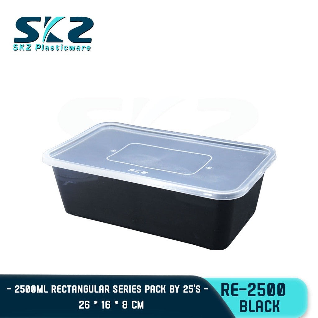 SKZ BLACK CLEAR CONTAINER RECTANGULAR SERIES RE2500 ENVIRONMENTAL FRIENDLY FOOD STORAGE MICROWAVABLE