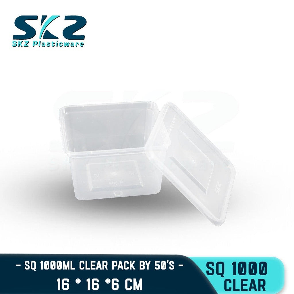 SKZ 1BOX BLACK AND CLEAR SQUARE SERIES [SQ-1000] ENVIRONMENTAL FRIENDLY FOOD STORAGE MICROWAVABLE