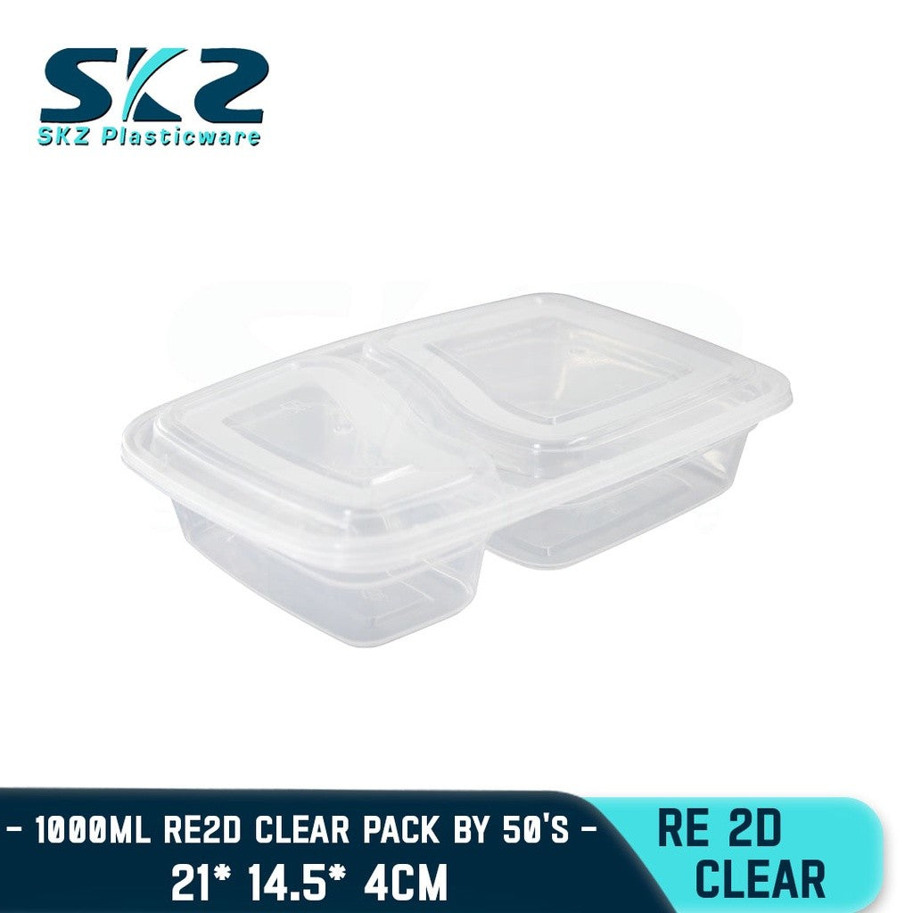 SKZ 2 DIVISION RECTANGULAR SERIES RE 2D CLEAR ENVIRONMENTAL FRIENDLY FOOD STORAGE MICROWAVABLE