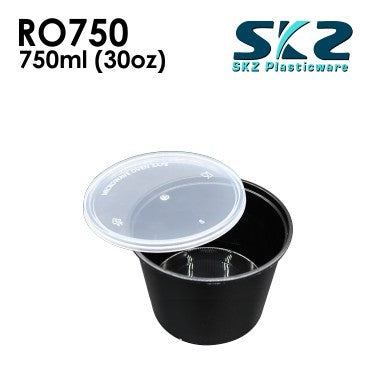 SKZ BLACK CONTAINER ROUND SERIES R0750 750ml ENVIRONMENTAL FRIENDLY FOOD STORAGE MICROWAVABLE