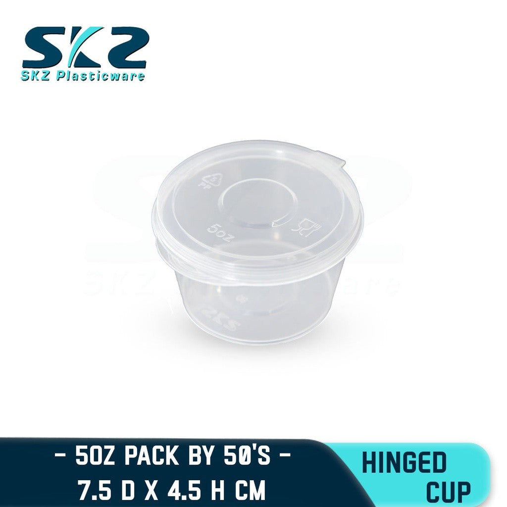 SKZ CLEAR HINGED CUP CONTAINER SERIES (1oz, 2oz,3oz,4oz,5oz) ENVIRONMENTAL FRIENDLY SAUCER CUP