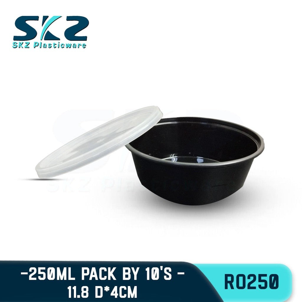 SKZ BLACK CONTAINER ROUND SERIES R0250 ENVIRONMENTAL FRIENDLY FOOD STORAGE MICROWAVABLE
