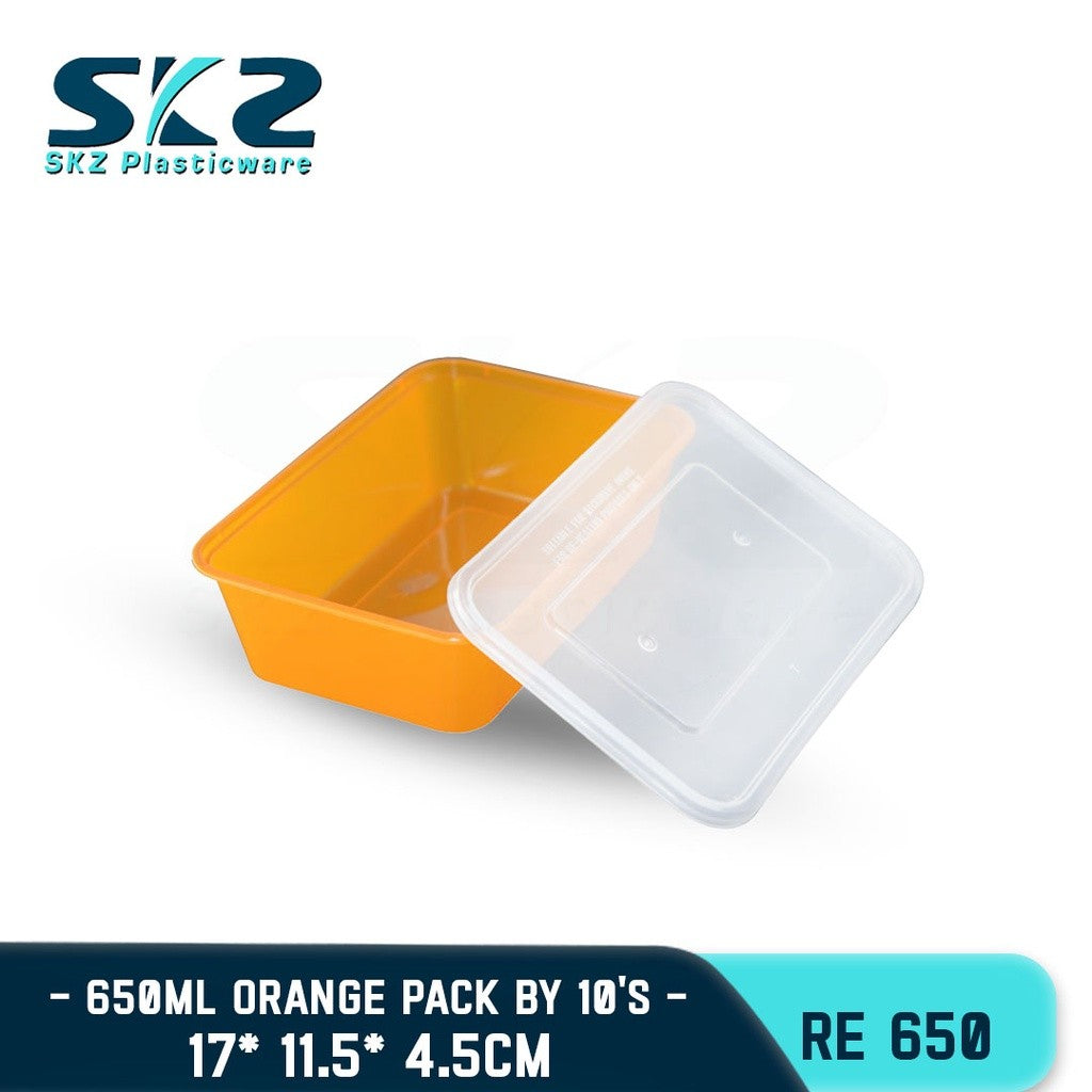 SKZ COLOREDCONTAINER RECTANGULAR SERIES RE650 650ml ENVIRONMENTAL FRIENDLY FOOD STORAGE MICROWAVABLE