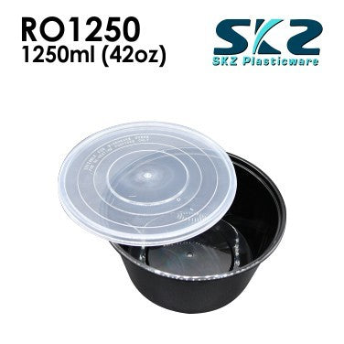 SKZ BLACK CONTAINER ROUND SERIES R01250 1250ml ENVIRONMENTAL FRIENDLY FOOD STORAGE MICROWAVABLE
