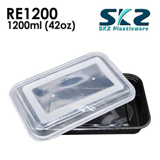 SKZ BLACK RECTANGULAR SERIES RE1200 1200ml ENVIRONMENTAL FRIENDLY FOOD STORAGE MICROWAVABLE