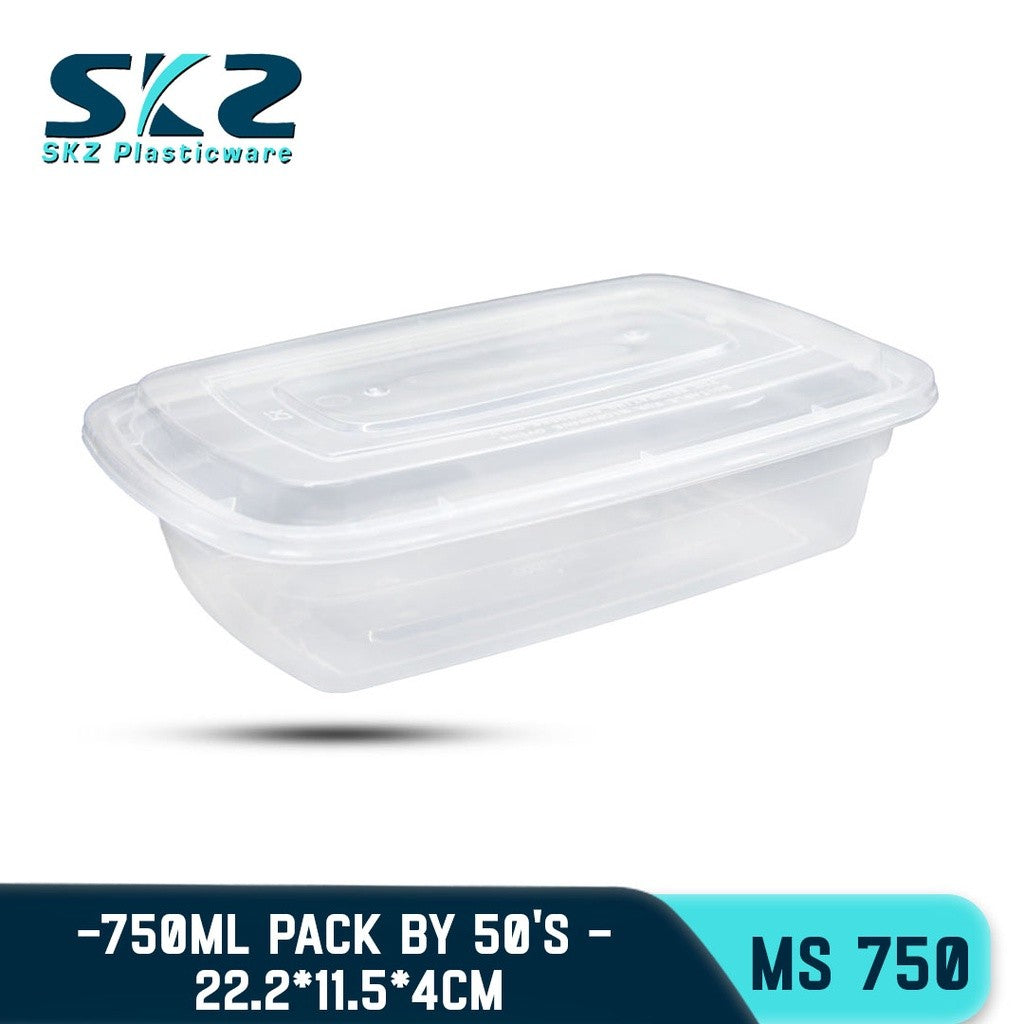 SKZ MS-750ml MICROWAVABLE  CLEAR AND BLACK HIGH QUALITY PLASTIC 50PCS/PACK