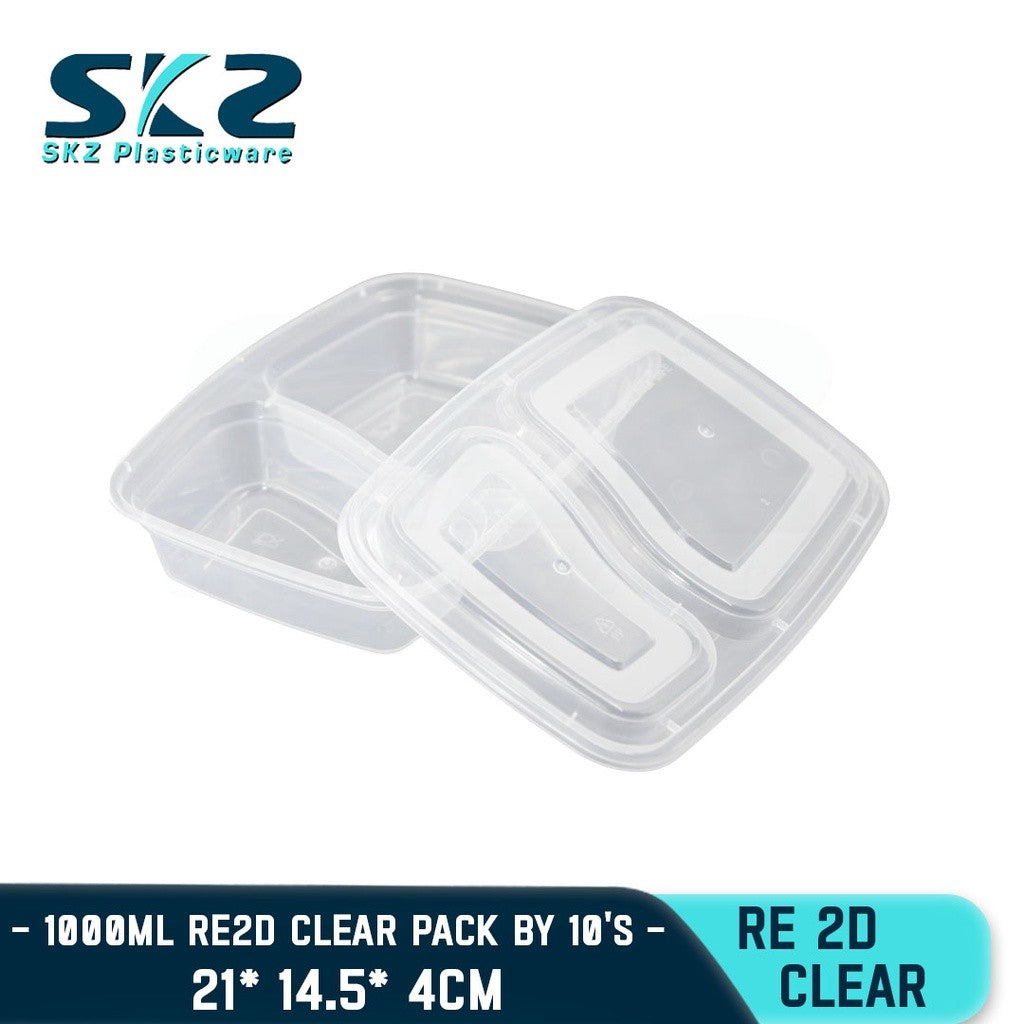 1000ML RECTANGULAR 2 DIVISION CONTAINER ENVIRONMENTAL FRIENDLY FOOD STORAGE MICROWAVABLE