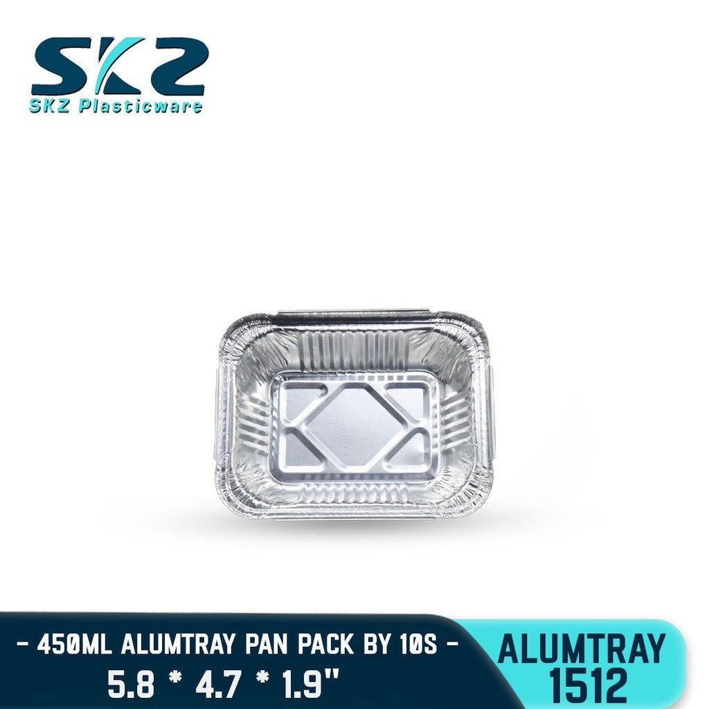 SKZ ALUMINUM FOIL TRAY [1512] RECTANGULAR ALUMTRAY WITH LID 10PCS/PACK