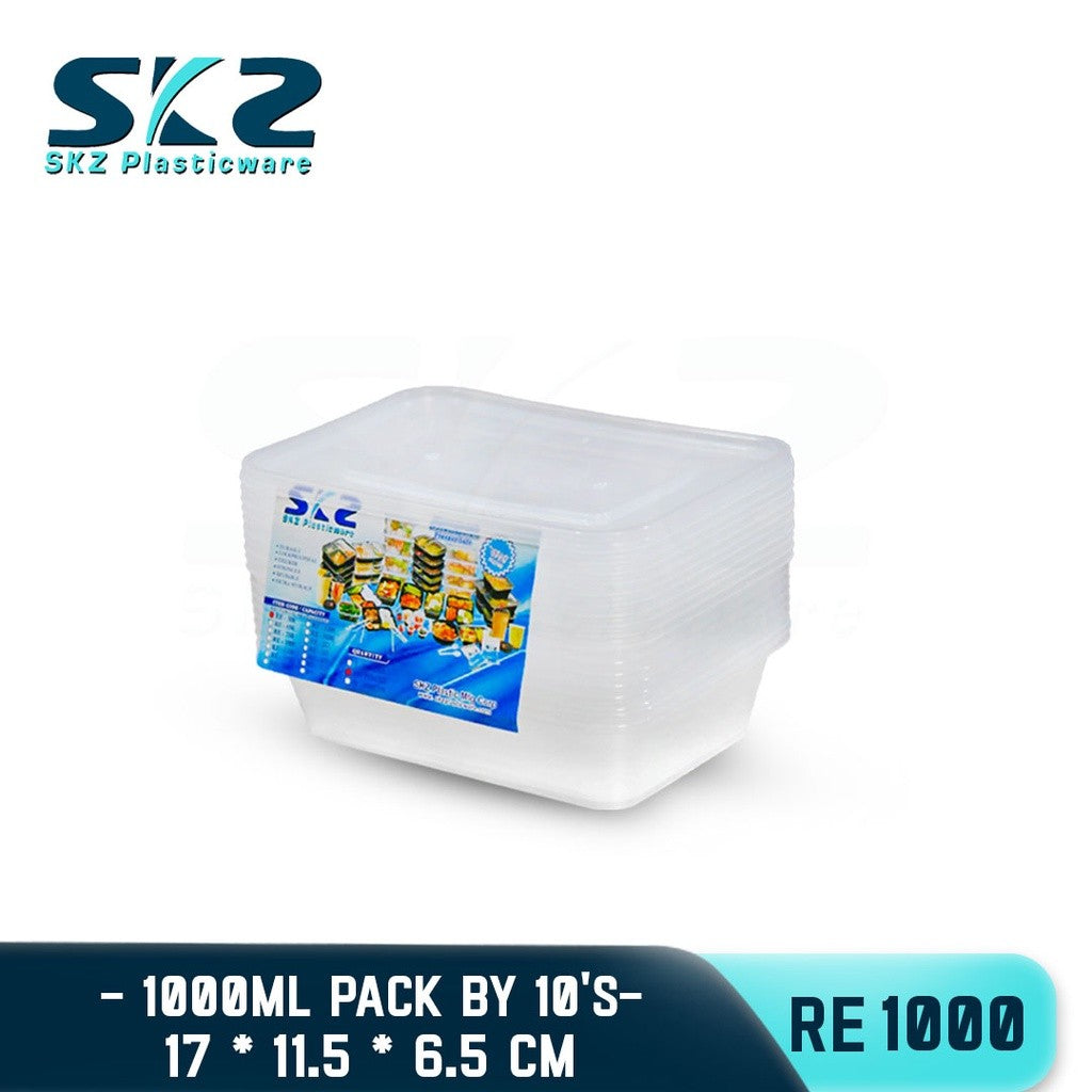 SKZ CLEAR CONTAINER RECTANGULAR SERIES RE1000  ENVIRONMENTAL FRIENDLY FOOD STORAGE MICROWAVABLE