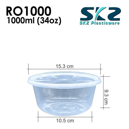 SKZ CLEAR CONTAINER ROUND SERIES R01000 1000ml ENVIRONMENTAL FRIENDLY FOOD STORAGE MICROWAVABLE