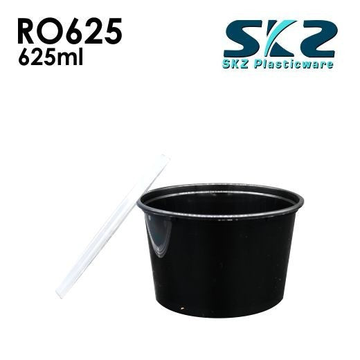 SKZ BLACK CONTAINER ROUND SERIES R0625 625ml ENVIRONMENTAL FRIENDLY FOOD STORAGE MICROWAVABLE