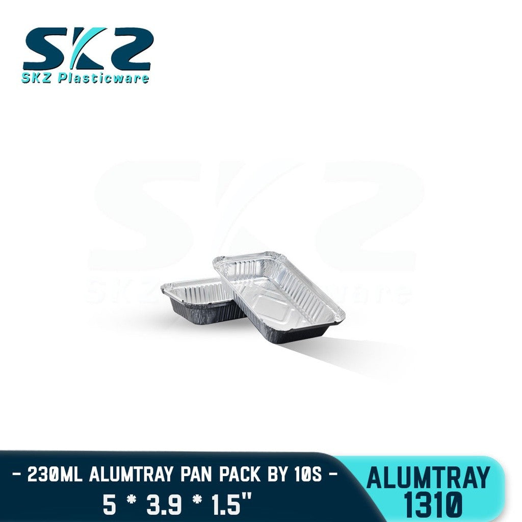SKZ ALUMINUM FOIL TRAY 230ML [1310] RECTANGULAR ALUMTRAY WITH LID 50PCS/PACK (B1T1)