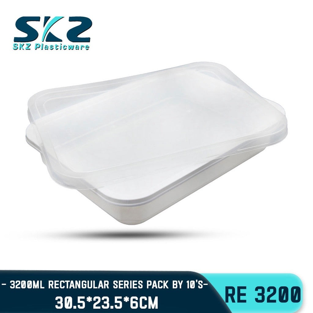 SKZ  PARTY TRAY RECTANGULAR SERIES RE3200 ENVIRONMENTAL FRIENDLY FOOD STORAGE MICROWAVABLE
