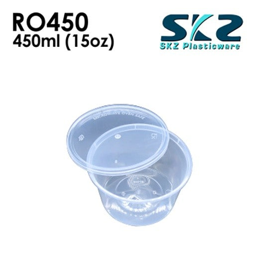 SKZ CLEAR CONTAINER ROUND SERIES R0450 (396) 450ml ENVIRONMENTAL FRIENDLY FOOD STORAGE MICROWAVABLE