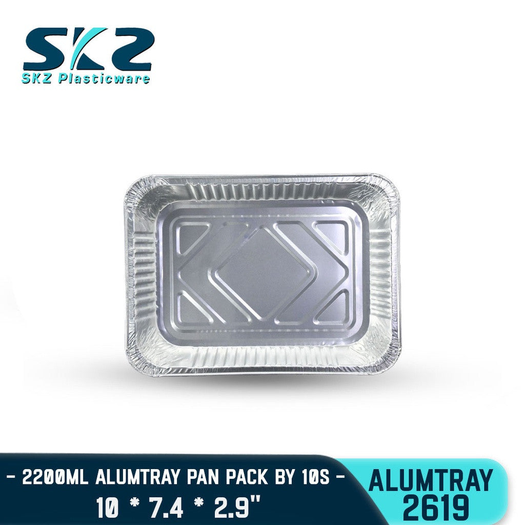 SKZ Aluminum Rectangular For Baking and Grilling Tray 2200ml 1 Box 2619