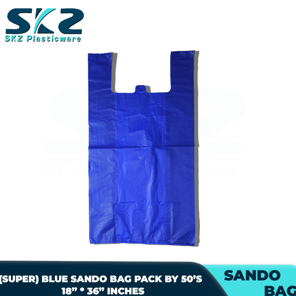 SKZ Super Plastic Sando Bag (Blue) With Handle Pack By 50's