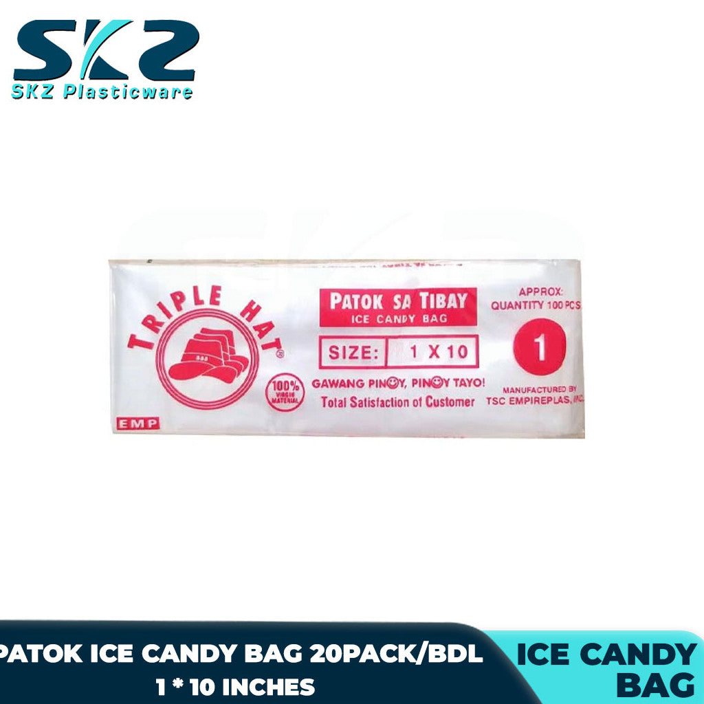 SKZ TRIPLE HAT PATOK ICE CANDY BAG, CLEAR PLACTIC SIZE 1 x 10 5000PCS PER BUNDLE