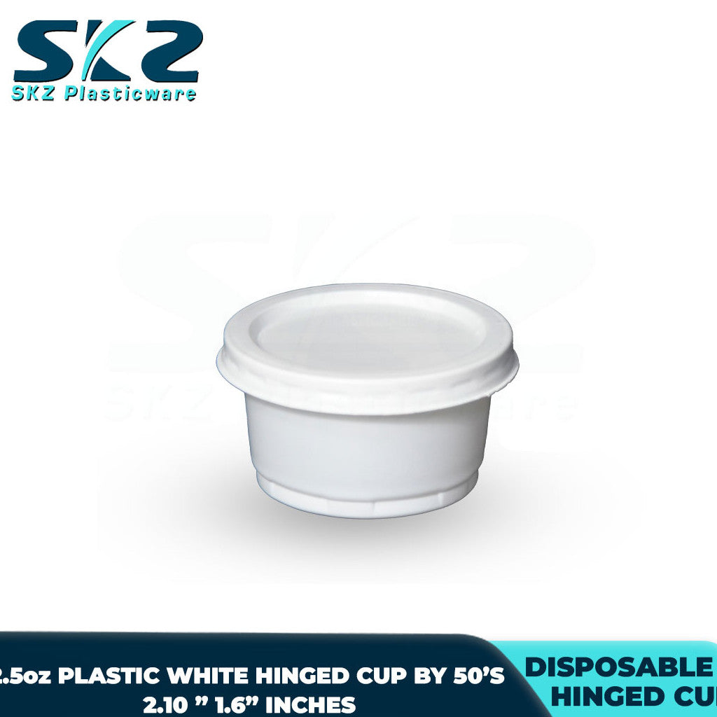 SKZ 2.5oz / 3.5oz DISPOSABLE WHITE HINGED CUP 50-100PCS/PACK