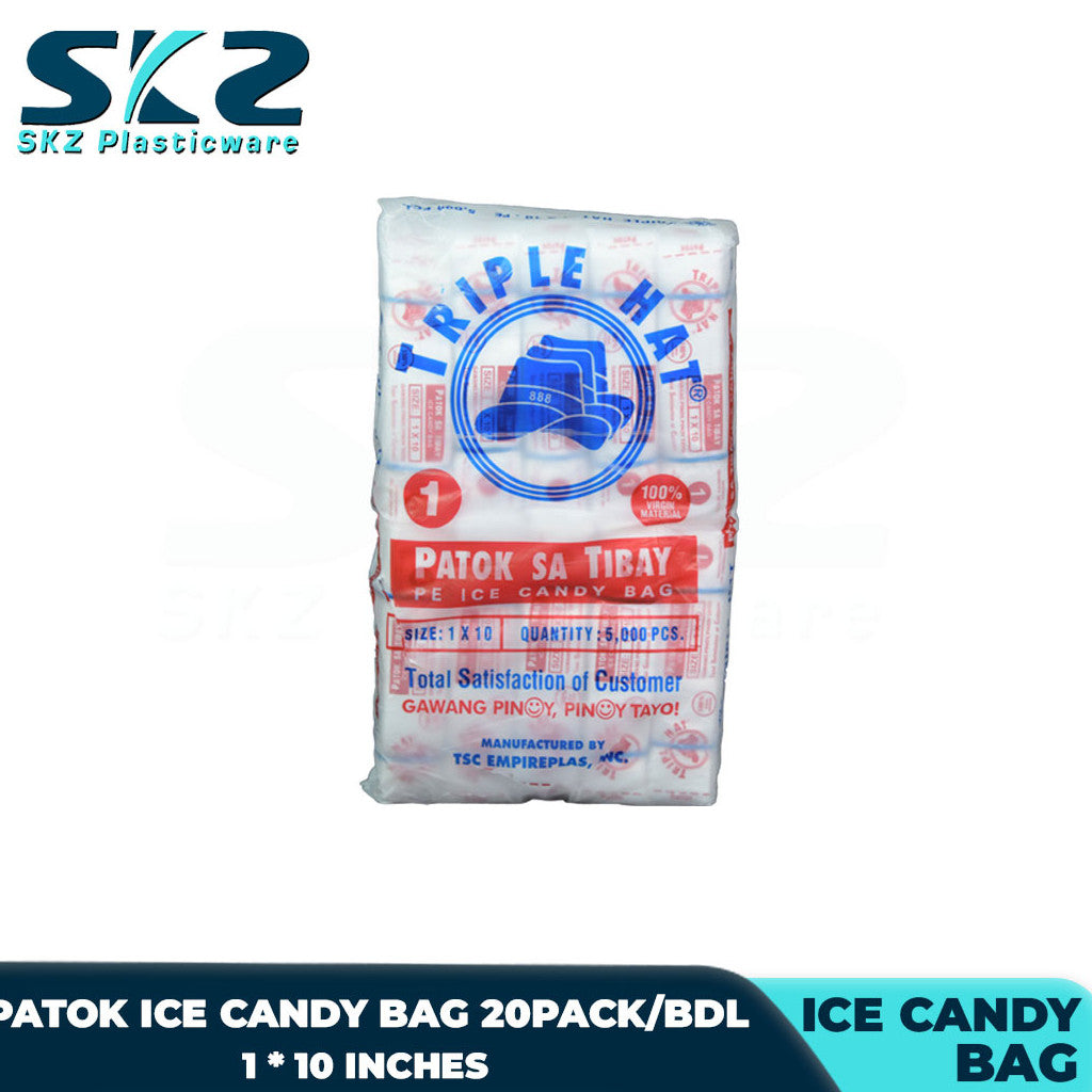 SKZ TRIPLE HAT PATOK ICE CANDY BAG, CLEAR PLACTIC SIZE 1 x 10 5000PCS PER BUNDLE