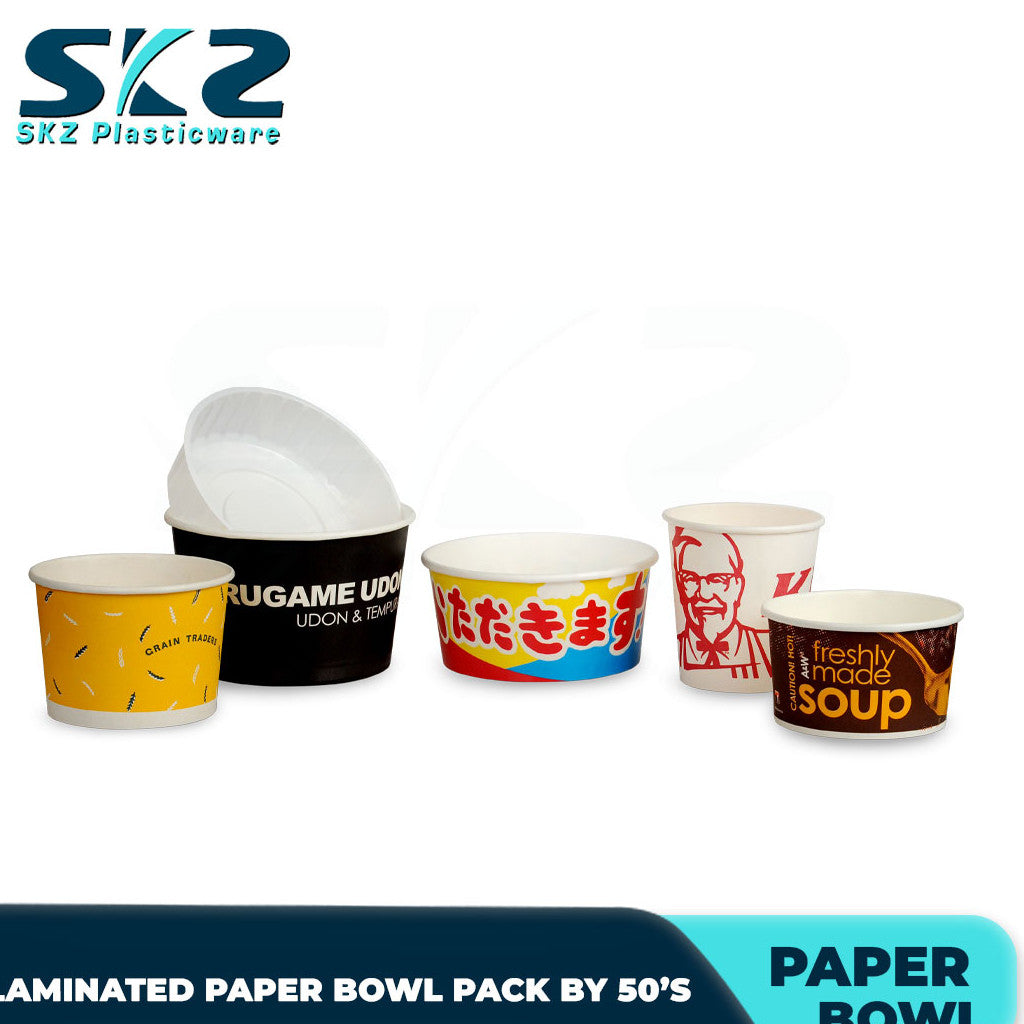 SKZ Paper Bowl Laminated with design 110cc 220cc 260cc 320cc 390cc 520cc 750cc Pack By 50's