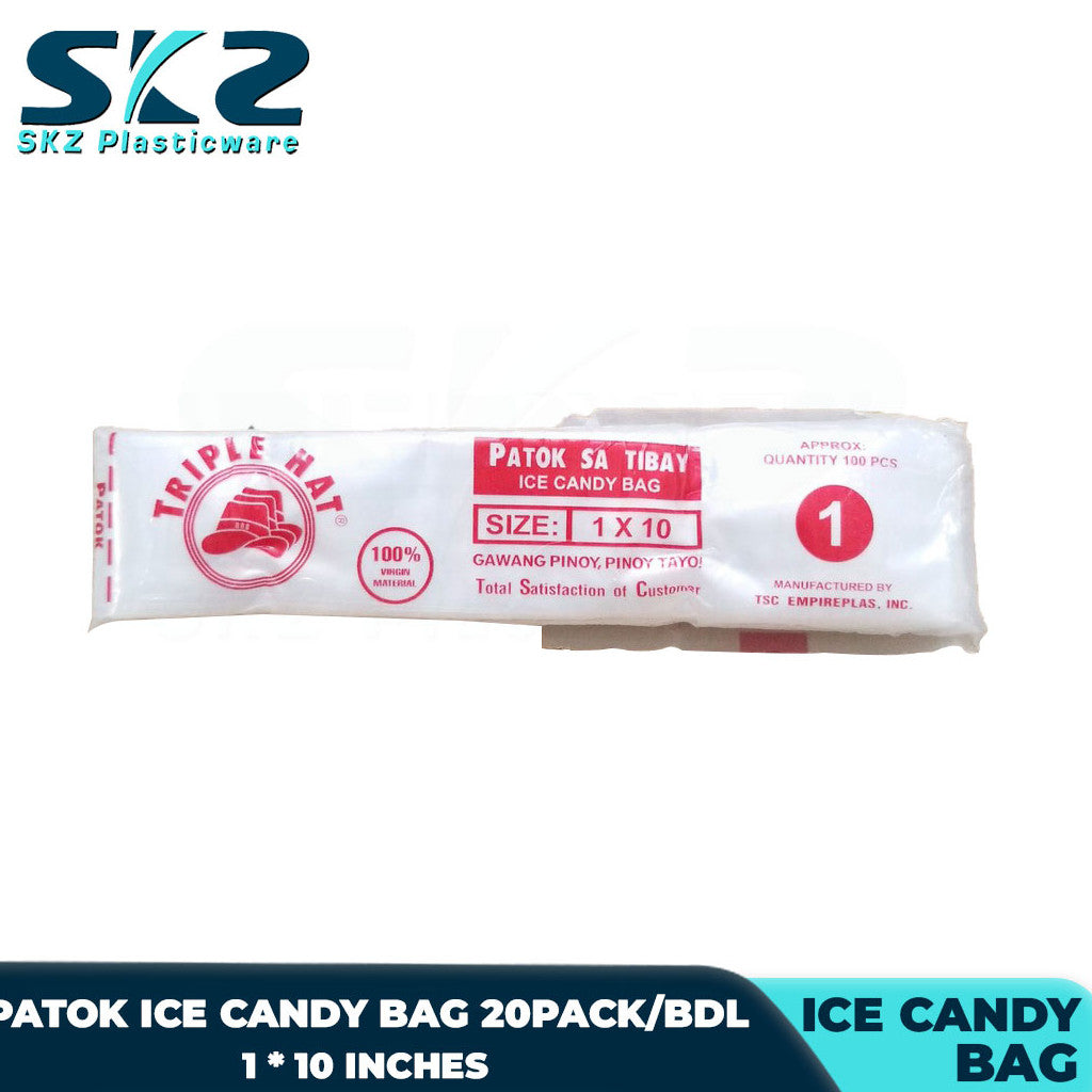 SKZ TRIPLE HAT PATOK ICE CANDY BAG, CLEAR PLACTIC SIZE 1 x 10 5000PCS PER BUNDLE