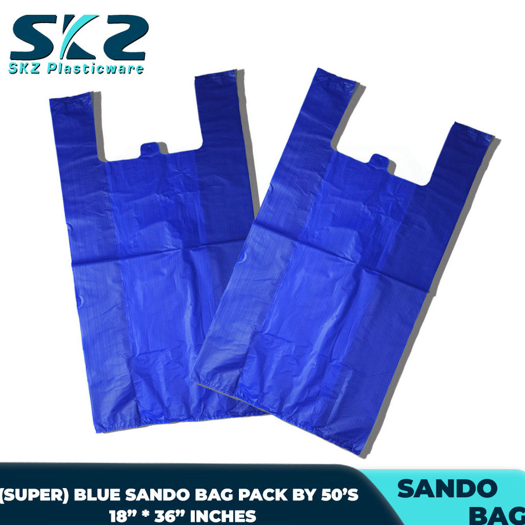 SKZ Super Plastic Sando Bag (Blue) With Handle Pack By 50's