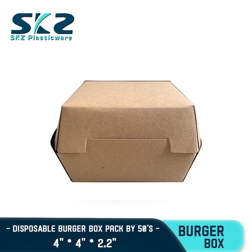 SKZ Brown/Silver Paper Non-Grease Proof Hamburger Box
