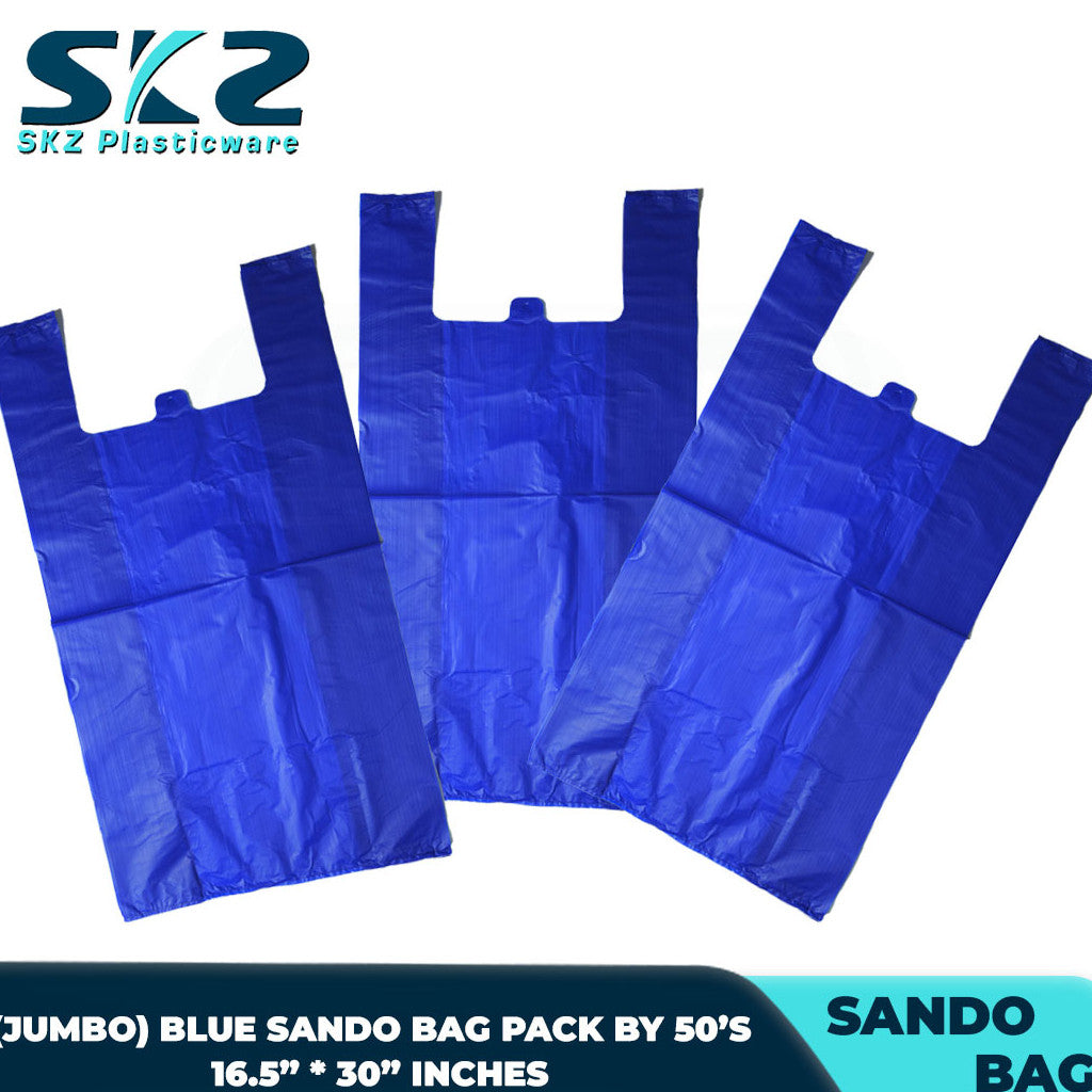 SKZ Super Plastic Sando Bag (Blue) With Handle Pack By 50's