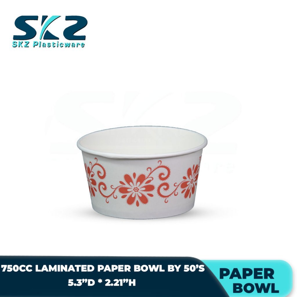 SKZ Paper Bowl Laminated with design 750cc 1box