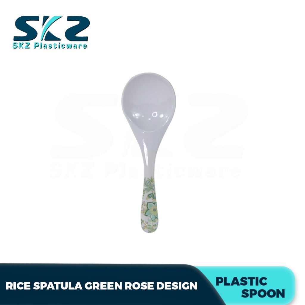 Melamine Plastic Soup and Rice Laddle With Rose Pattern