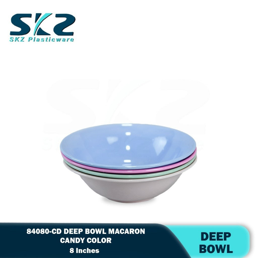 SKZ 84080-CD 8" inches DEEP BOWL REUSABLE PLASTIC BOWL/DINNERWARE MANGKOK CEREAL BOWL/CANDY COLOR BO