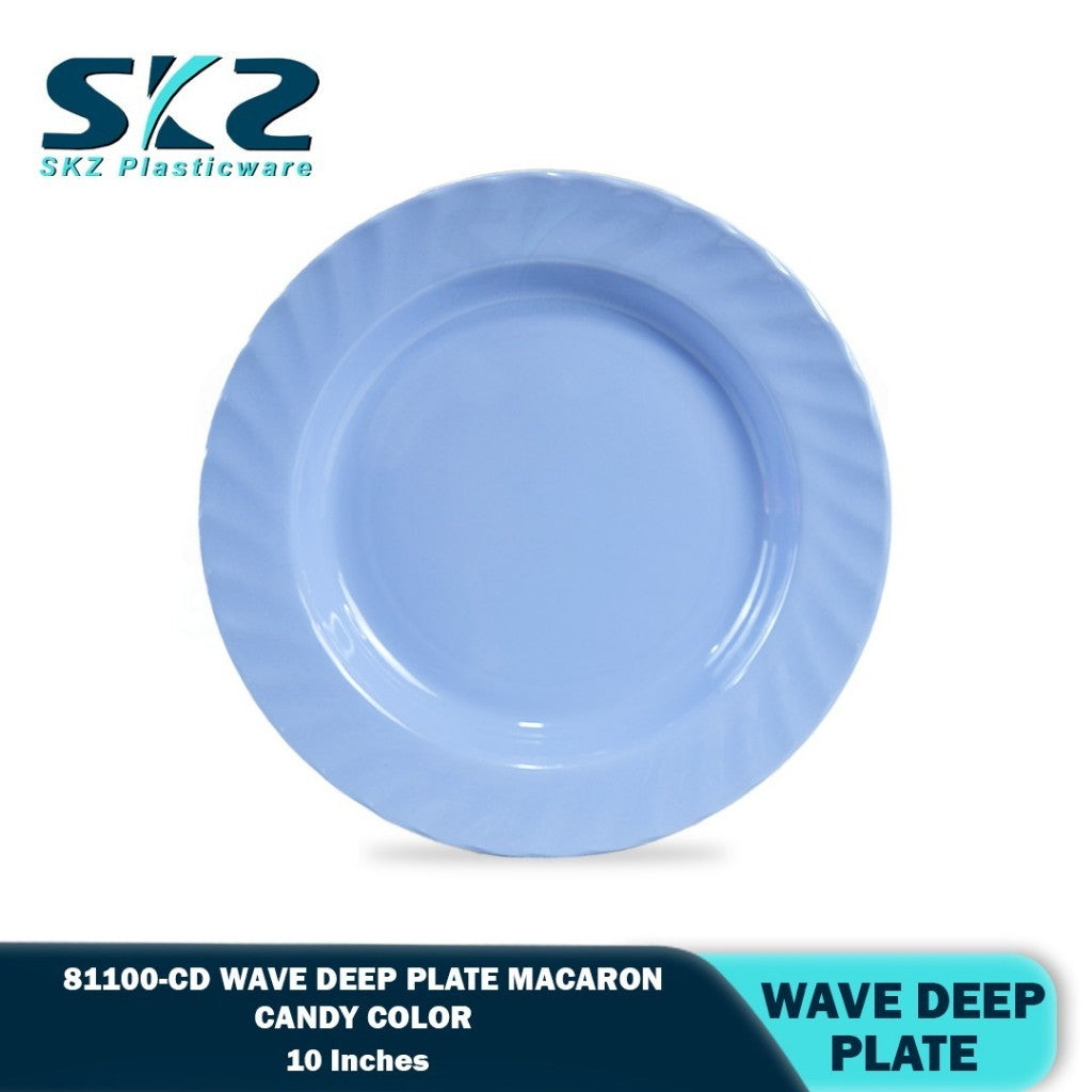 SKZ 81100-CD 10"inches WAVE DEEP Reusable Wave Design Plastic Round Plate Dinnerware Plates Plato