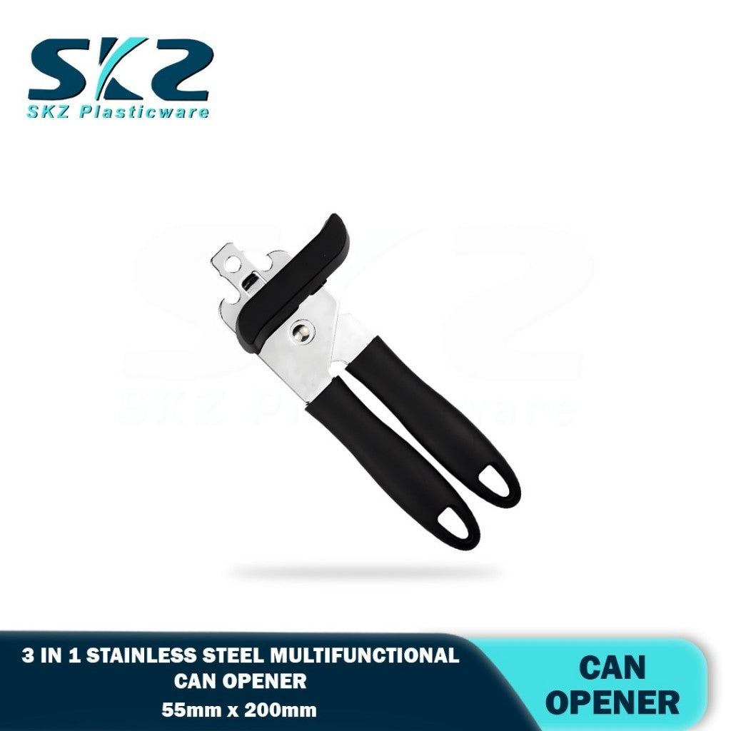SKZ 3in1 Stainless Steel Tin Opener Cordless Tin Opener with Lids Off Jar Opener and Bottle Opener
